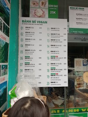 Menu. at Bánh Mì chay Vegan in Hanoi