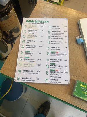 Menu  at Bánh Mì chay Vegan in Hanoi