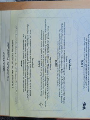 Speisekarte Salate at Webers Esszeit in Gutach