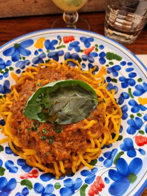 Vegan bolognese at Basta in Stockholm