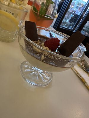 Hazelnut pannacotta for dessert.  at Basta in Stockholm