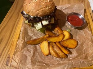 California burger with vegan cheese at Avocado Cafe - Tverskaja in Moscow