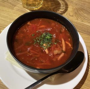 Borscht  at Avocado Cafe - Tverskaja in Moscow