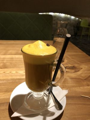 Curcuma latte at Avocado Cafe - Tverskaja in Moscow