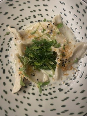 Sweet potato and chickpea dumplings 🥟   at One80  in Valletta