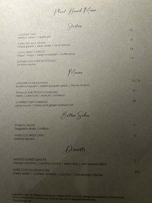 Menù pb   at One80  in Valletta