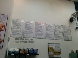 The menu on the wall at Blossom Du Jour - Midtown in New York City