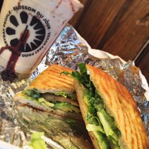 The un-chicken avocado griller is amazing, but the Butterfinger shake stole the show! at Blossom Du Jour - Midtown in New York City