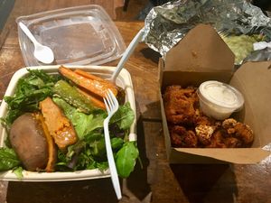 Cauliflower wings and sweet potato salad  at Blossom Du Jour - Midtown in New York City