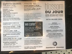 Menu at Blossom Du Jour - Midtown in New York City