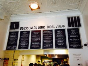 The menu board at Blossom Du Jour - Midtown in New York City