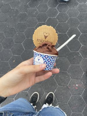Dark chocolate vegan gelatoo  at Mizzica Gelateria & Cafe in Toronto