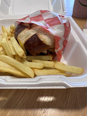 New pretzel buns, wow, so good!   at Cuane in Michigan City