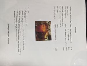 Beverage menu at Buatong - Thai Vegan Restaurant in Fresno