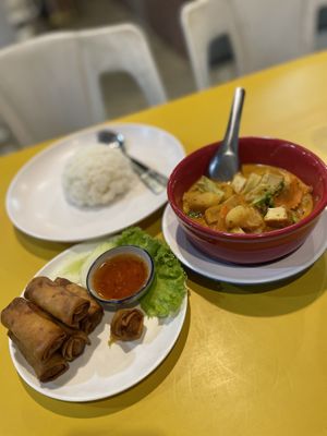 Rice spring rolls massaman curryy   at Amp & Aing Restaurant in Krabi