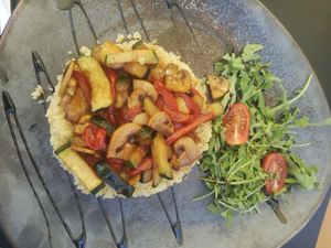 Vegan couscous with roasted vegetables at Mama Restauracja in Bydgoszcz