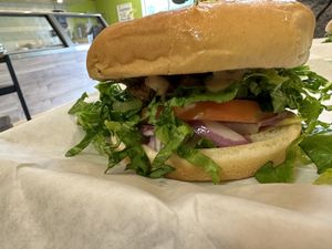 Crispy Chik'N Sandwich  at Green Grill in Guerneville