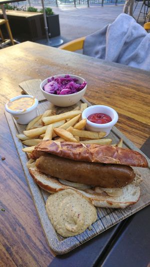 Close up of the Wunderbrat at Veggie Grill by Next Level - Santana Row in San Jose