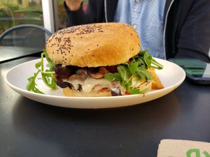 Lux burger at Veggie Grill by Next Level - Santana Row in San Jose