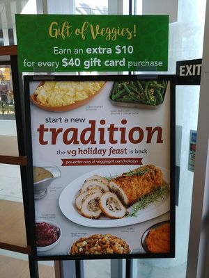 Holiday Meal Options at Veggie Grill by Next Level - Santana Row in San Jose