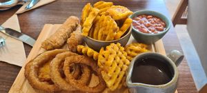 Battered 'no sausage' with Gravy at Garden of Eden in Windsor