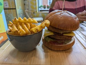 Spicy Bean Burger at Garden of Eden in Windsor