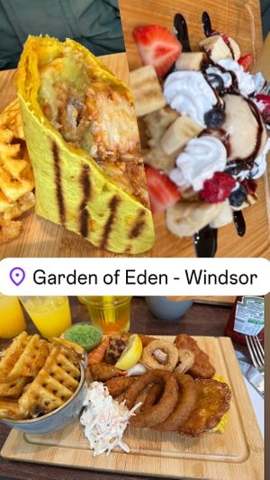 Veggie tandoori Wrap, dessert and veggie dish platter   at Garden of Eden in Windsor