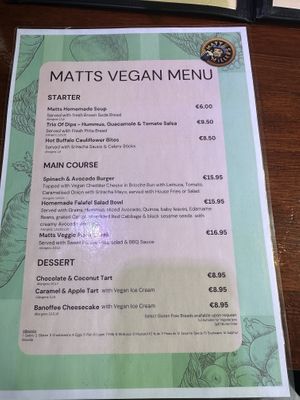 Menu  at Matt The Millers Bar & Restaurant in Kilkenny
