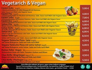 Big vegan and vegetarian menu! at Kismet Doner and Frites in Oldenburg