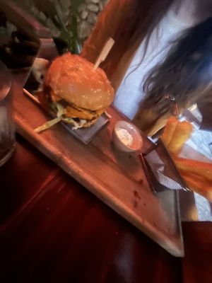 Burger and polenta friess  at Vintage Bar in Hvar