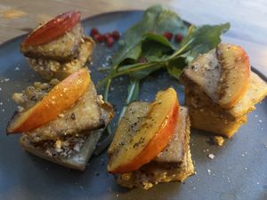 Peach bruschetta starter - yummy   at Masha Vegeteria in Jelsa