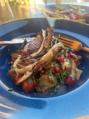 Vegan steak with grapes and pomegranate  at Masha Vegeteria in Jelsa