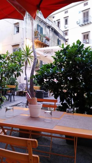 outside at Freschette BioBistrot in Palermo