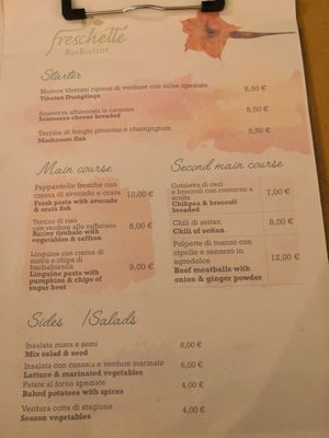 Meat and fish on the menue at Freschette BioBistrot in Palermo