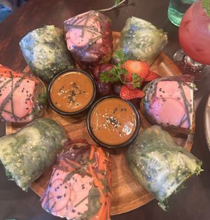 Soya wrap and seaweed salad wrap both vegan   at Me and Jungle Cafe in Oakland