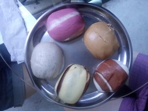 BUNS. Black sesame, chocolate banana, chocolate, brown sugar, Japanese potato at Pun-Pao Steamed Buns in Chiang Mai