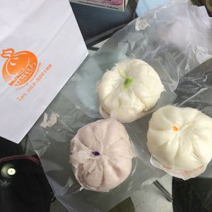 Supposedly 3 different buns.... at Pun-Pao Steamed Buns in Chiang Mai