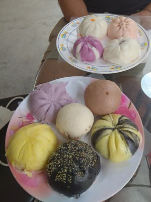 Different vegan Baos at Pun-Pao Steamed Buns in Chiang Mai