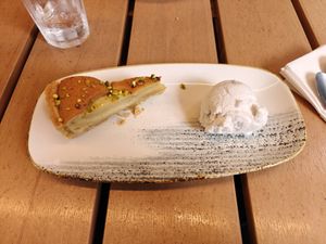 Vegan Pear Frangipane at Turf Tavern in Oxford