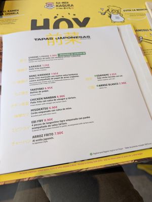 vegan gyozas listed at Ramen Kagura - Valdebebas in Madrid