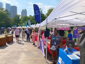 Row of vendors. at Vegan Night Market in New York City