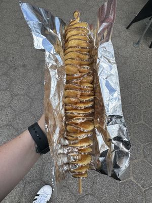 Salt n vinegar potato from twisted potato   at Vegan Night Market in New York City