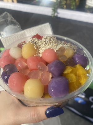 Mochi balls   at Vegan Night Market in New York City