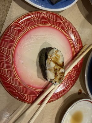 Yuba with soy sauce and wasabii  at Sushino Musashi in Kyoto