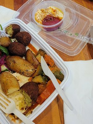 Falafel Plate at Sprig Contemporary Greek Kitchen in Vancouver