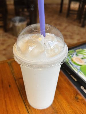 Coconut milk smoothie, blended (35 THB)  at Kinphak Cafe  in Chiang Mai