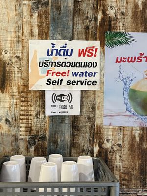 Free water   at Kinphak Cafe  in Chiang Mai