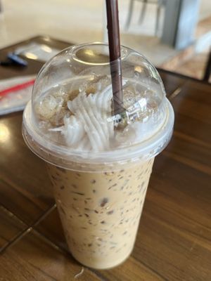 Coconut milk smoothie with coffee, ice (40 THB)  at Kinphak Cafe  in Chiang Mai