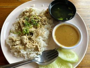  Vegan chicken rice (60 THB) at Kinphak Cafe  in Chiang Mai