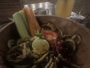 Raw Zuchini Pasta (half eaten sorry)  at Bubbles Restaurant in 